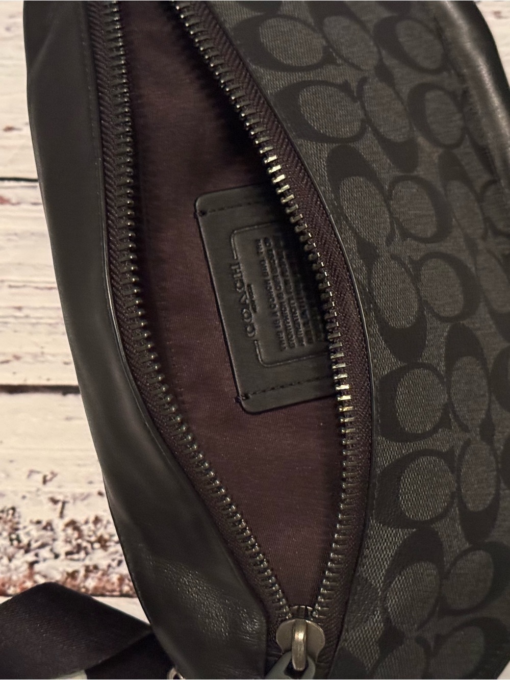 Pre-loved | Coach Black Signature Canvas Belt Bag with Leather Trim - Picture 4 of 5